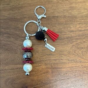 Red and Silver Keychain with Tassel